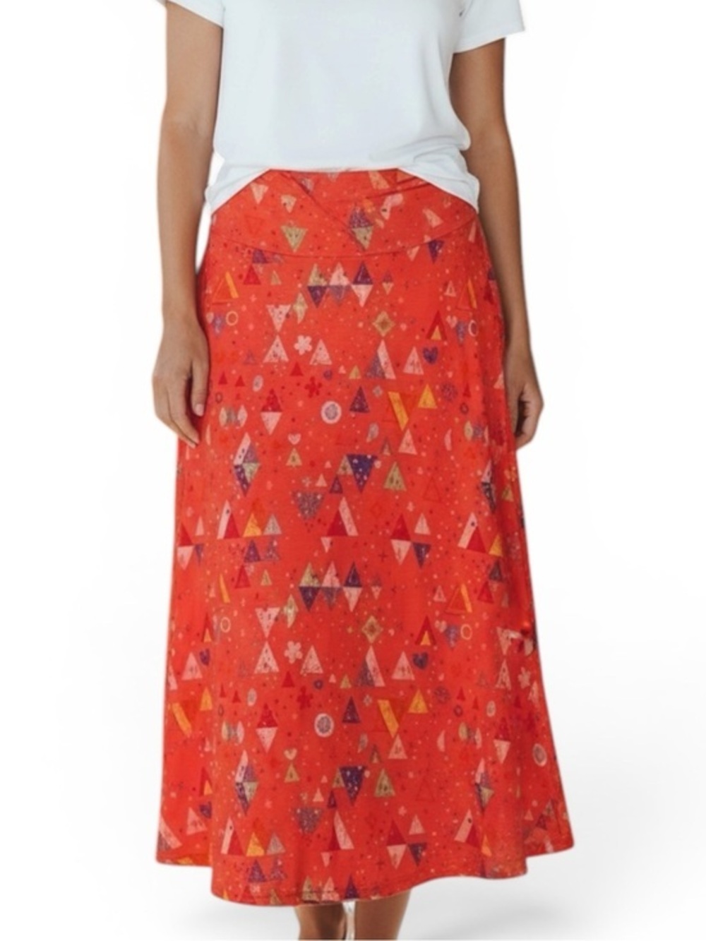 LulaRoe Skirt Azure Geometric Orange/Blue, XS